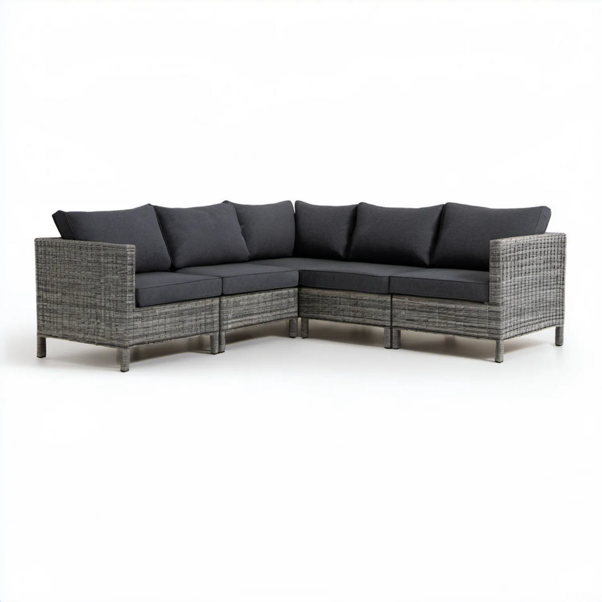 Narożna sofa ogrodowa 4-osobowa z technorattanu PE, szaro-antracytowa, 200 x 200 x 65 cm