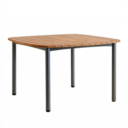 Prostokątny stół ogrodowy z drewna akacjowego i stali 120 x 70 x 74 cm Brązowy/Antracytowy/Czarny