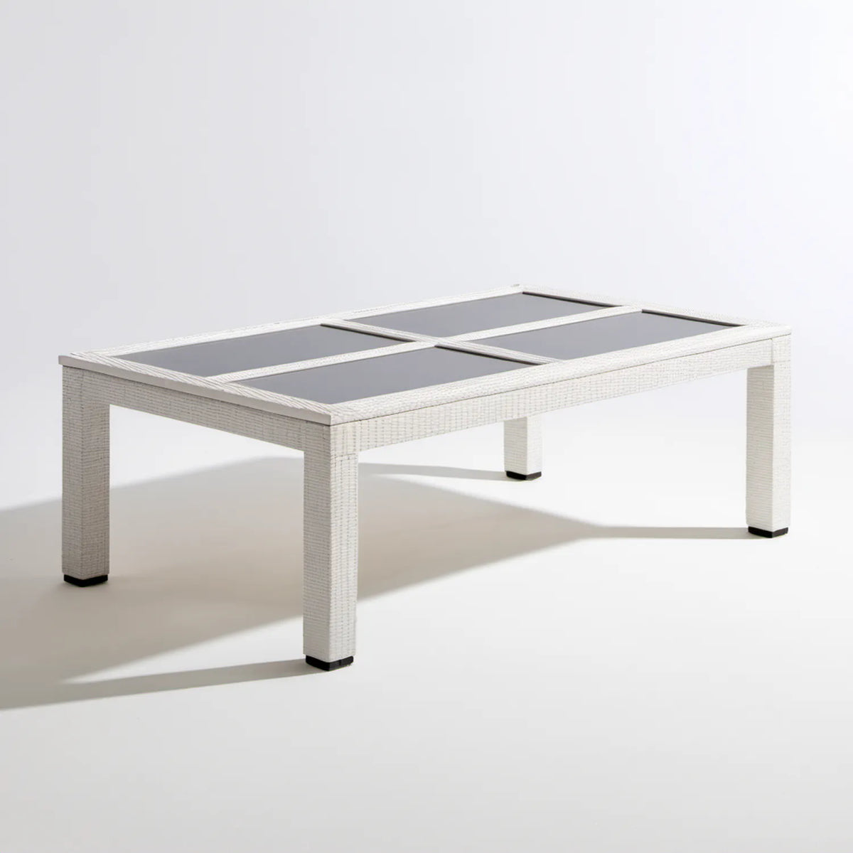 Prostokątny stół ogrodowy z technorattanu biały/ciemnoszary/czarny 150 x 90 x 75 cm