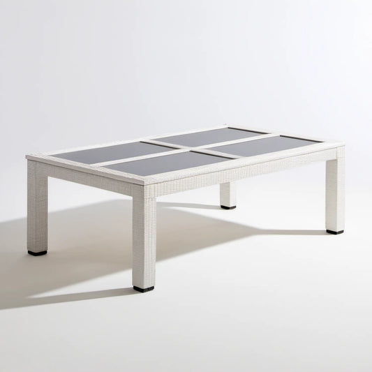 Prostokątny stół ogrodowy z technorattanu biały/ciemnoszary/czarny 150 x 90 x 75 cm
